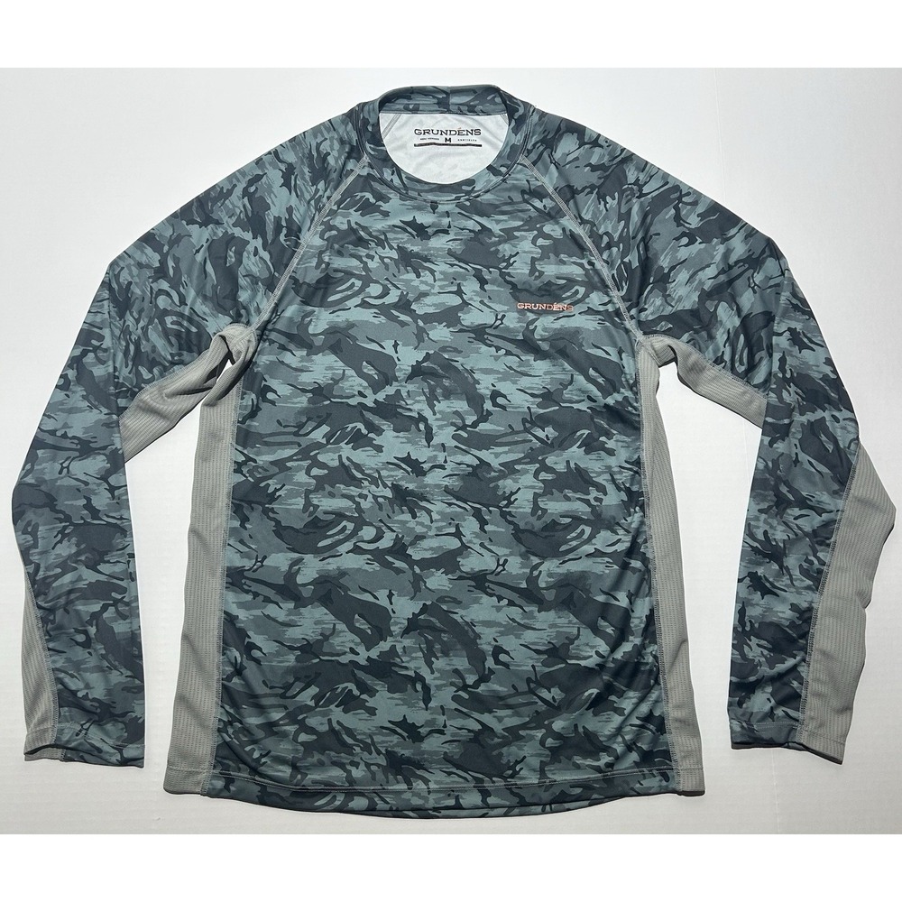 Grundens Solstrale Sun Shirt UPF 50 Long Sleeve Fishing Men's Medium Camo EUC